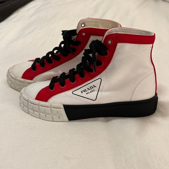 Shoes Nwt Prada High Top Canvas Tennis Shoes Poshmark